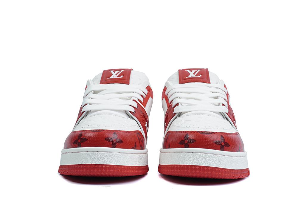 Pkgod Louis Vuitton Trainer White Red Monogram retail materials ready to ship